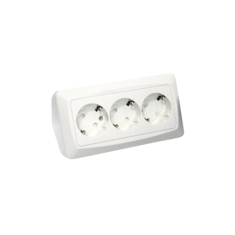 Kulmapistorasia pinta 3S/16A/250V/IP20 maadoitettu