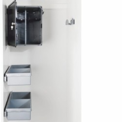 Perstorp-siivouskaappisarja – lukittava kemikaalikaappi + vetolaatikot + letkukaari