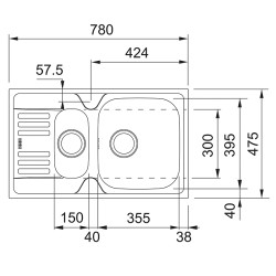 Franke Euroform EFX 651 | Teräsallas 1,5-altainen | 780x475 mm