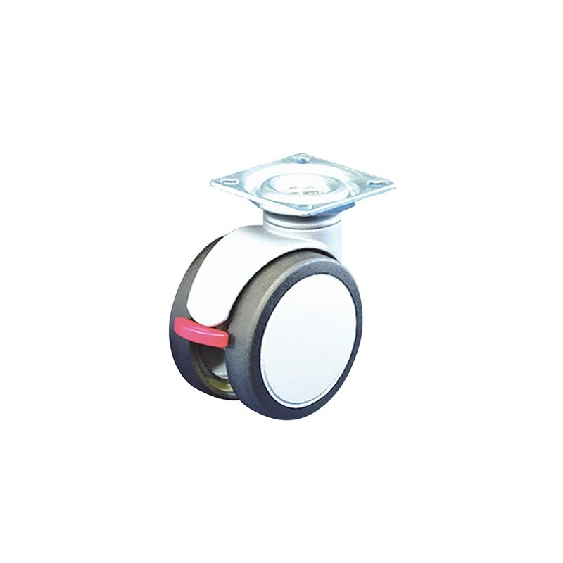 Kalustepyörä 75mm harmaa-musta jarrulla