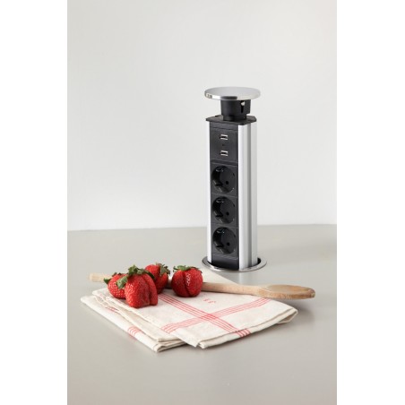 Tasoon upotettava kaluste pistorasia 3+2xUSB | Altafin Shop