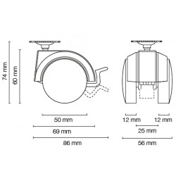 Kalustepyörä Swing 50mm jarrulla | Altafin Shop