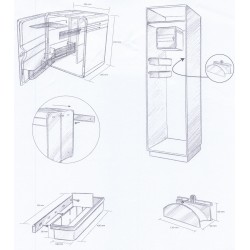 Perstorp-siivouskaappisarja – lukittava kemikaalikaappi + vetolaatikot + letkukaari