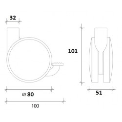 kalustepyörä 80mm laatalla ja jarrulla | Altafin Shop
